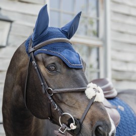 Kentucky Horsewear - Bonnet Velvet Pearls Bleu Marine
