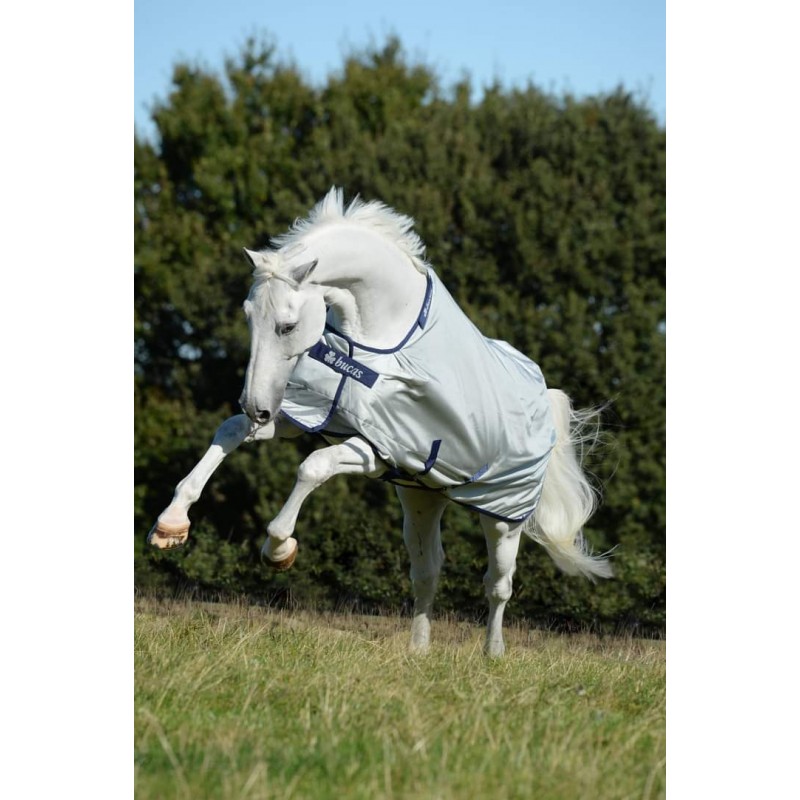 Couverture Pour Cheval Bucas PowerTurnout Light Argenté 145 Cm - Couverture Légère De Paddock, Imperméable Et Respirante